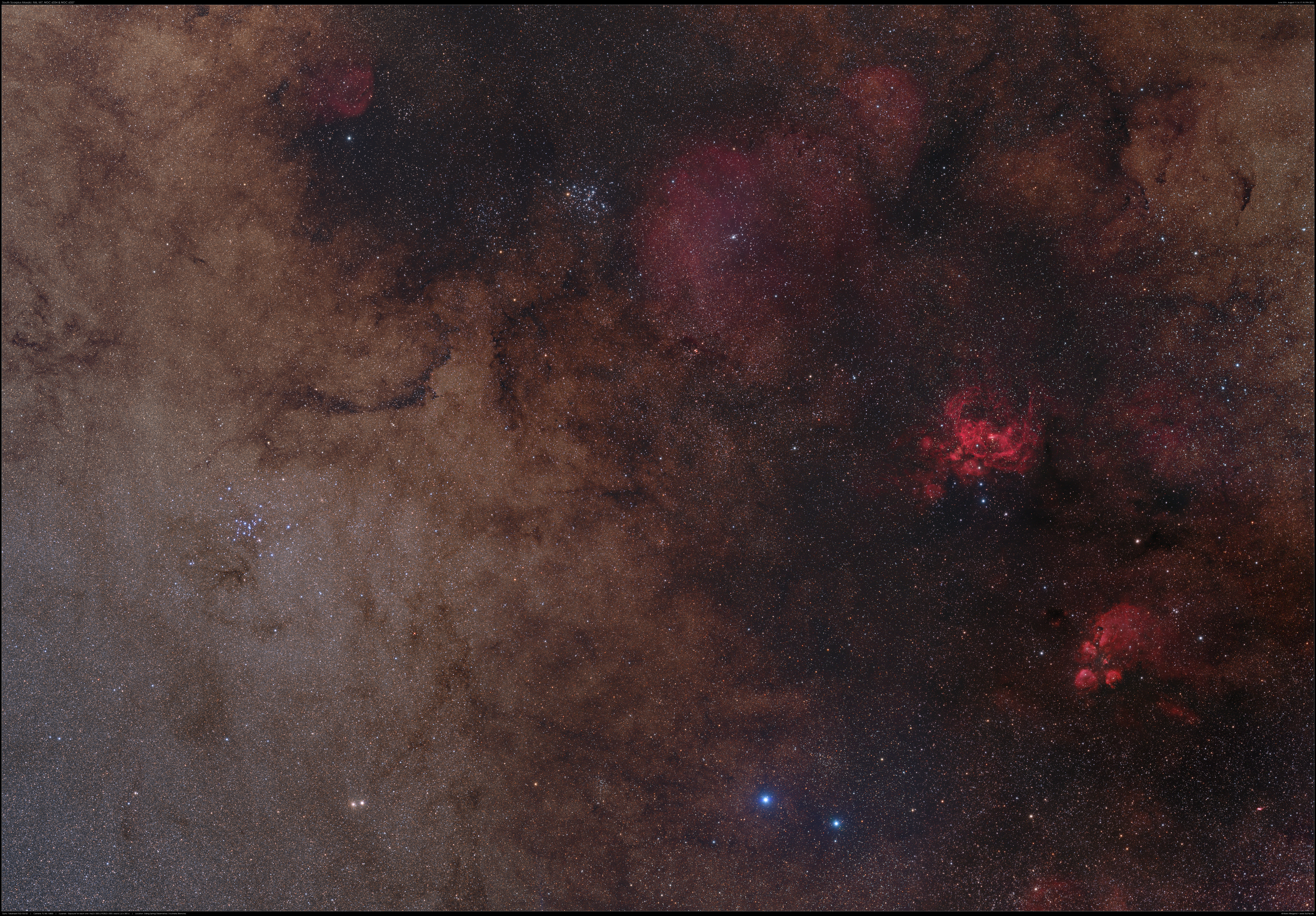 Mosaik: Sdlicher Skorpion mit M6, M7, NGC 6334 und NGC 6357