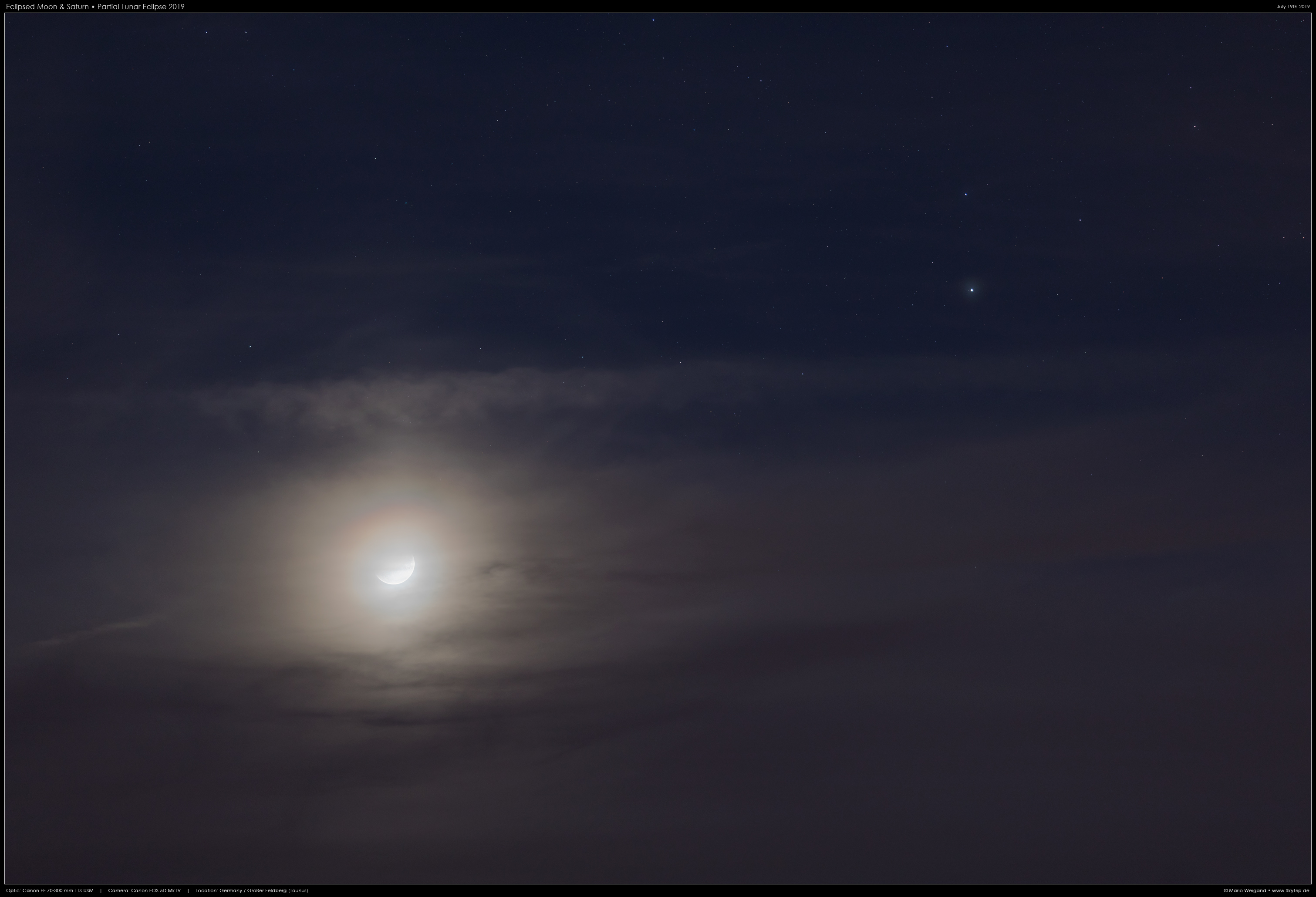Partielle Mondfinsternis mit Saturn