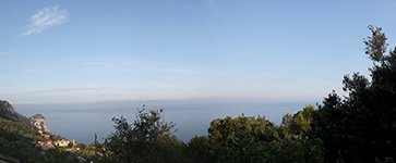 Blick von unserem Beobachtungsplatz ber das ligurische Meer.
