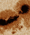 Detailbild eines Sonnenflecks im Weilicht