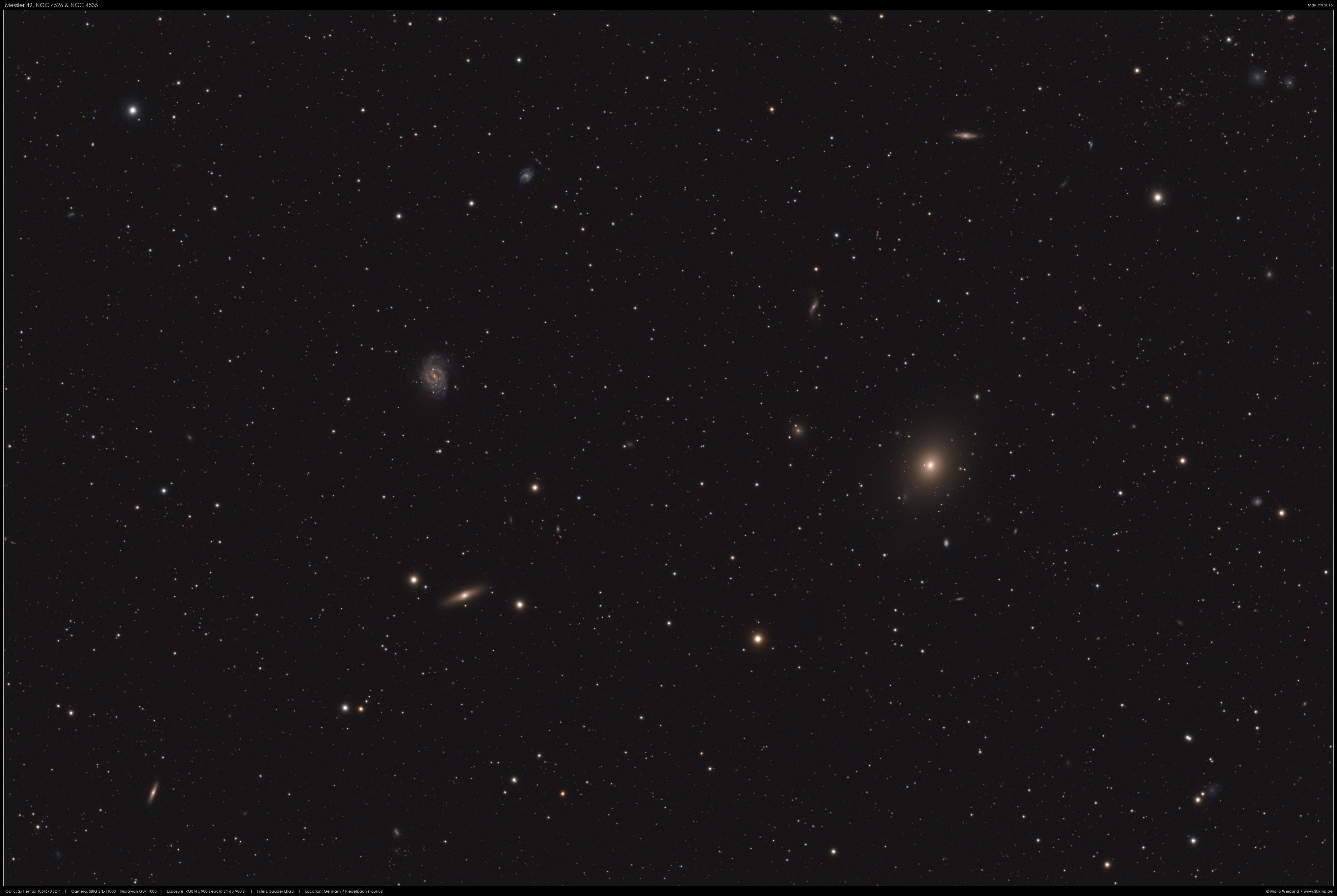 Virgohaufen: Messier 49, NGC 4526 und NGC 4535