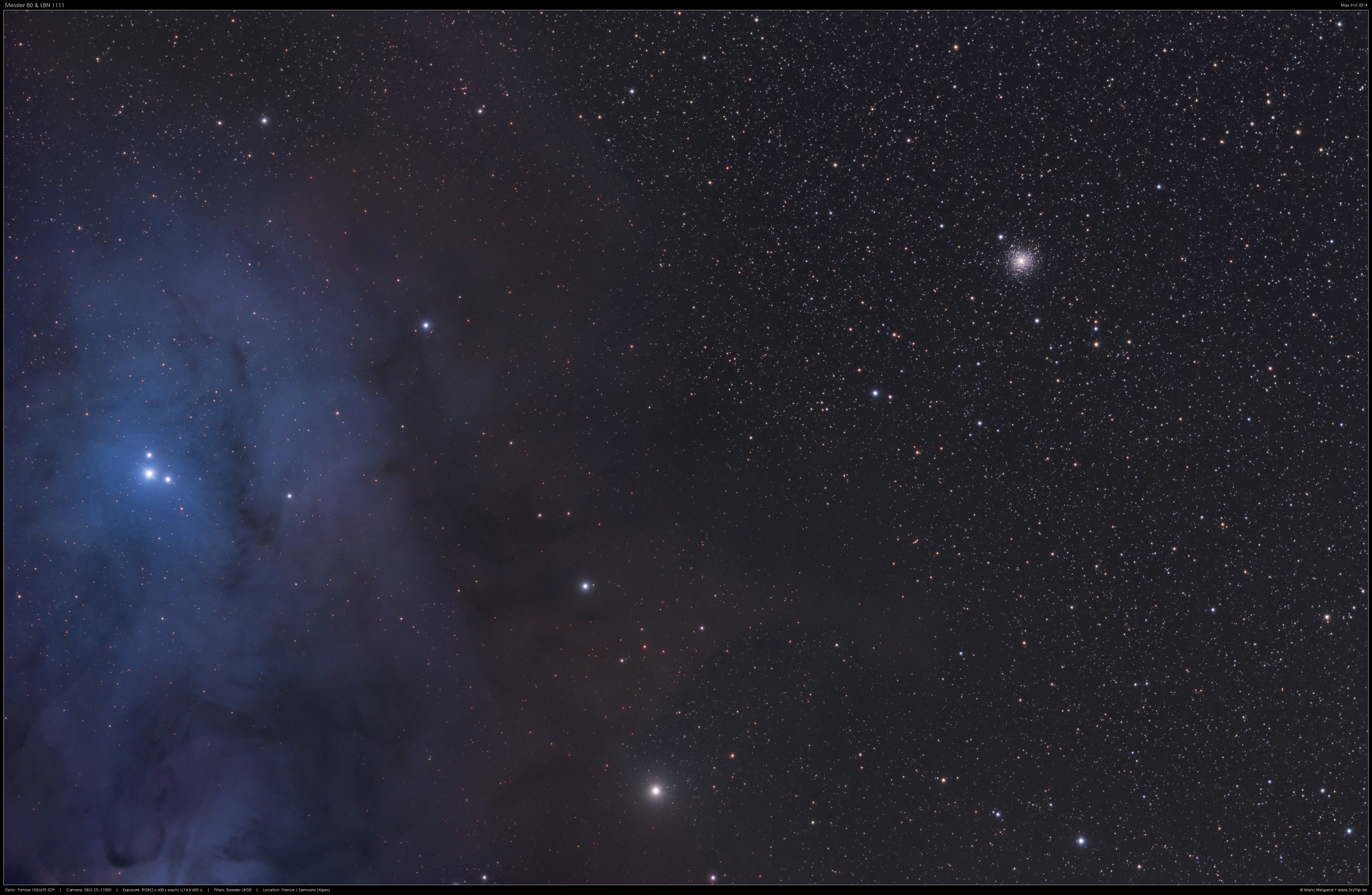 Messier 80 mit Rho Ophiuchi