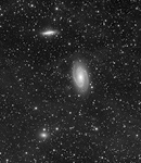 M81-Gruppe mit galaktischem Zirrus (S/W)