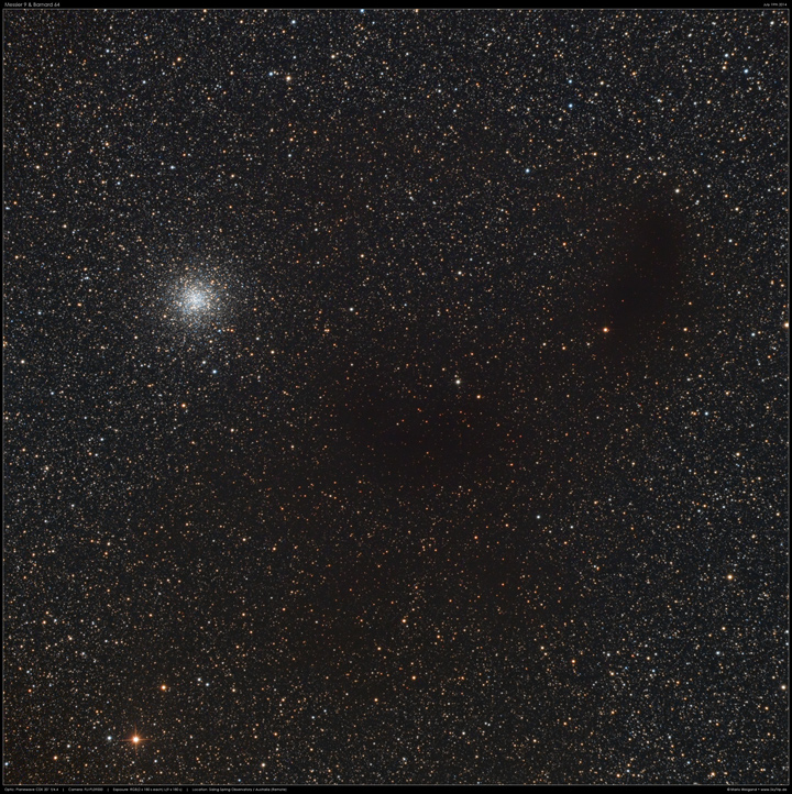 Kugelsternhaufen M9 und die Dunkelwolke Barnard 64