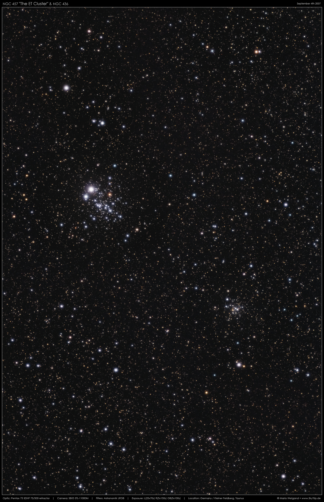'Eulenhaufen' NGC 457 & NGC 436
