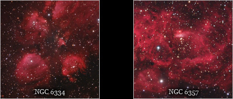 Detailausschnitt mit NGC 6334 und 6357