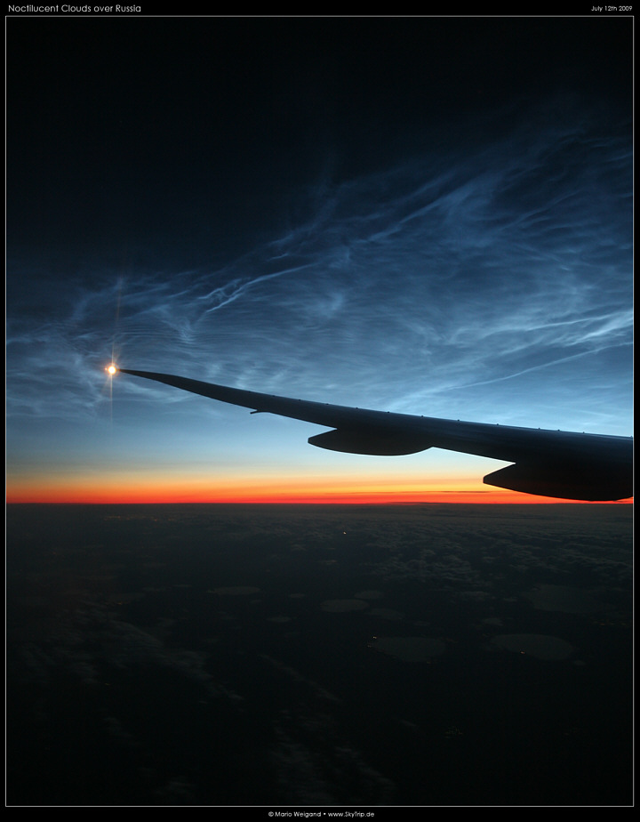 Leuchtende Nachtwolken über Russland