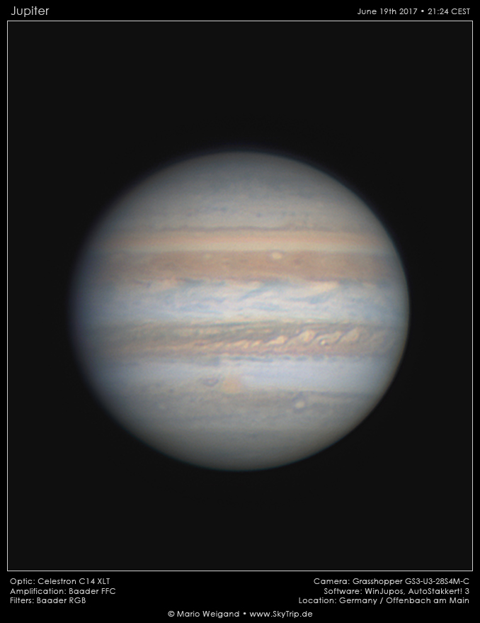 Foto von Jupiter am Abendhimmel des 19. Juni 2017