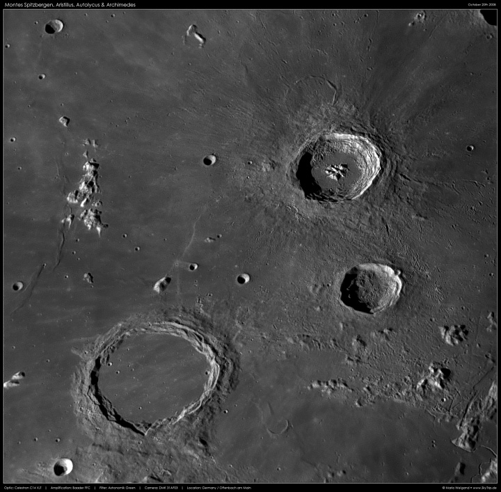 Mond: Montes Spitzbergen, Archimedes, Aristillus