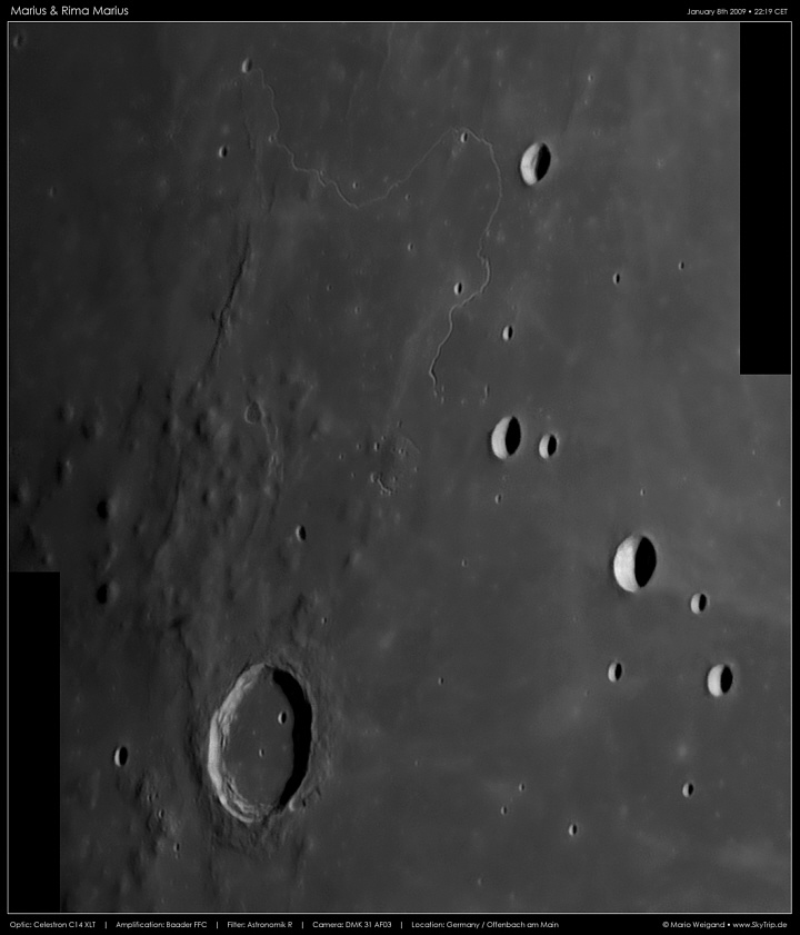 Mondfoto: Krater Marius & Rima Marius