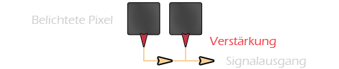 Signalkomponenten eines CCD-Chips mit Objektsognal, Offset und Dunkelstrom