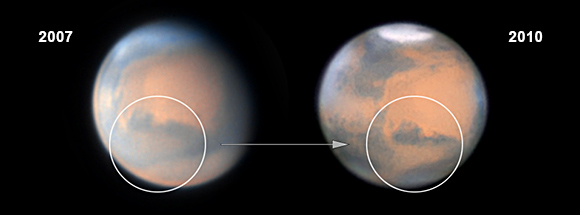 Mars: Albedoveränderungen südlich von Sinus Sabaeus