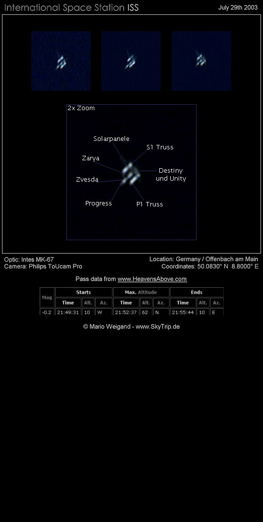 Die Internationale Raumstation am 29.07.2003